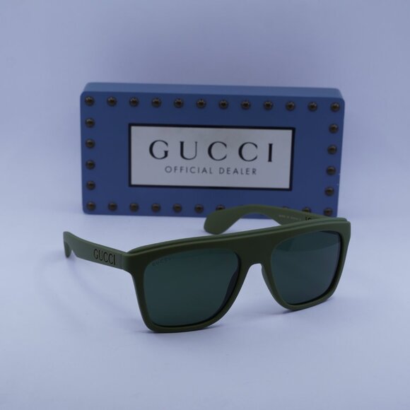 Gucci GG1570S 007 Square Sunglasses - Matte Green/Green - Picture 5 of 10